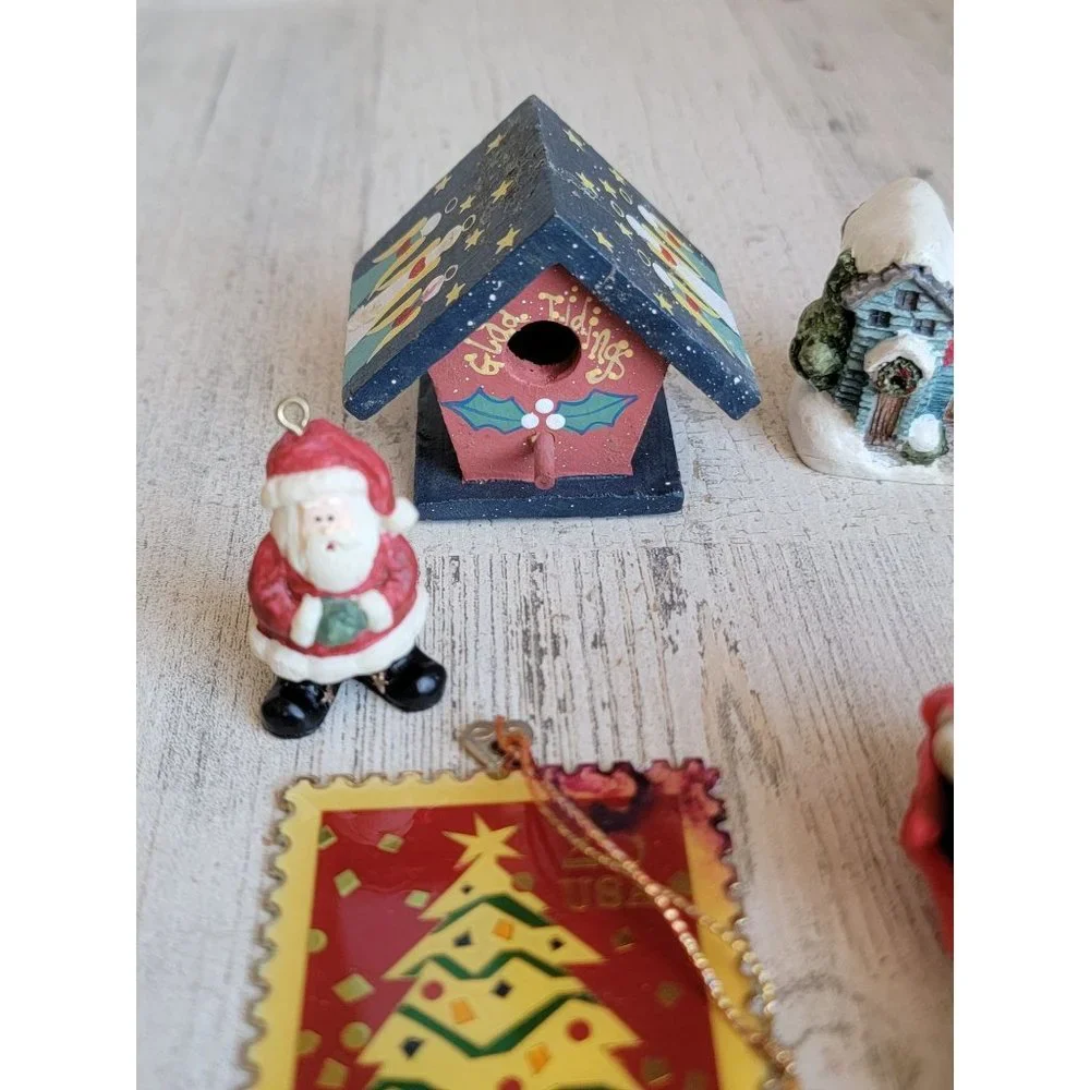 Variety rabbit santa Birdhouse house mini ornament Xmas set‎